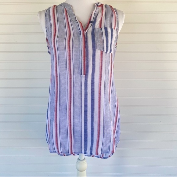 Fred David striped Sleeveless Shirt Size Small - Picture 1 of 10